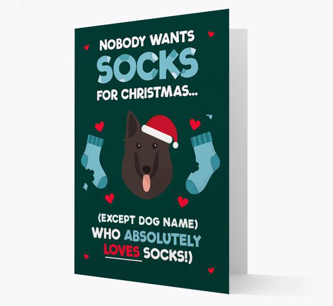 'Nobody Wants Socks for Christmas' - Personalized {breedFullName} Christmas Card